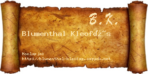 Blumenthal Kleofás névjegykártya